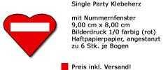 Single Party Klebeherz mit Nummernfenster