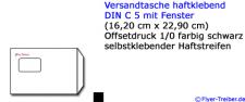 Versandtasche DIN C 5 haftklebend mit Fenster 1/0