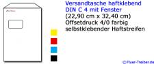 Versandtasche DIN C 4 haftklebend mit Fenster 4/1 