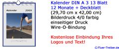 13-seitiger Bildkalender DIN A 3 mit Spiralbindung & Rückpappe
