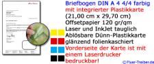 Briefpapier 4-farbig beidseitig mit integrierter Karte bedruckbar beidseitig plastifiziert