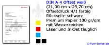 Briefpapier 100 gr/qm Offset 4/1