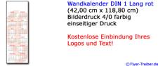 Wandkalender DIN A 1 lang rot