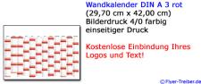 Wandkalender DIN A 3 rot