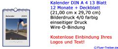 13-seitiger Bildkalender DIN A 4 mit Spiralbindung & Rückpappe