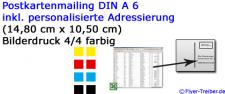 DIN A 6 170 gr matt mit direktem InkJet Adressenaufdruck