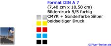 DIN A 7 5/5-farbig (CMYK+Silber)