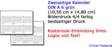 Zweiseitiger Kalender DIN A 6 grün