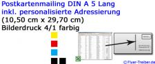 DIN A 5 Lang 300 gr/qm UV-Lack hochglänzend einseitig 4/1 farbig