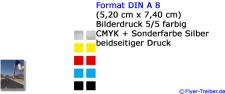 DIN A 8 5/5-farbig (CMYK+Silber)
