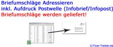 Briefumschläge adressieren inkl. Aufdruck der Postwelle (Infobrief/Infopost)