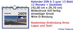 13-seitiger Bildkalender DIN A 3 quer mit Spiralbindung & Rückpappe