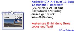 13-seitiger Bildkalender DIN A 4 quer mit Spiralbindung & Rückpappe