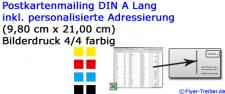 DIN Lang 300 gr/qm UV-Lack hochglänzend einseitig 4/4 farbig