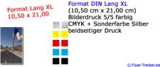 DIN Lang 5/5-farbig (CMYK+Silber)