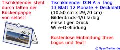 13-seitiger Tischkalender DIN A 5 lang mit Spiralbindung & Rückpappe