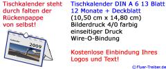 13-seitiger Tischkalender DIN A 6 mit Spiralbindung & Rückpappe