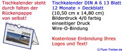 13-seitiger Tischkalender DIN A 6 mit Spiralbindung & Rückpappe