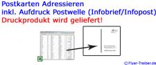 Postkarten adressieren inkl. Aufdruck der Postwelle (Infobrief/Infopost)