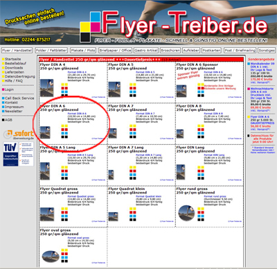 Wählen Sie Ihr gewünschtes Format aus. (Hier DIN A 6)