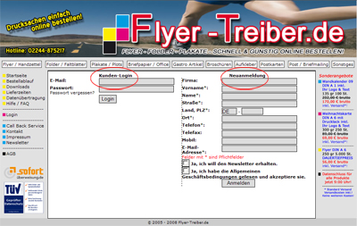 Wenn Sie bereits sich schon mal angemeldet haben, haben Sie per e-mail ein Passwort bekommen. Dann können Sie sich unter „Kunden-Login“ mit Ihrer e-mail Adresse und dem Passwort anmelden.