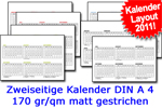 Zweiseitiger Kalender A4 170gr