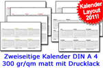 Zweiseitiger Kalender A4 300gr