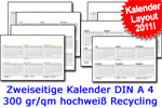 Zweiseitiger Kalender A4 300gr