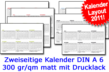 Zweiseitiger Kalender A6 300gr